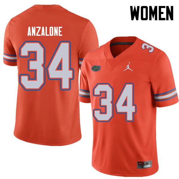 Jordan Brand Women #34 Alex Anzalone Florida Gators College Football Jerseys Orange